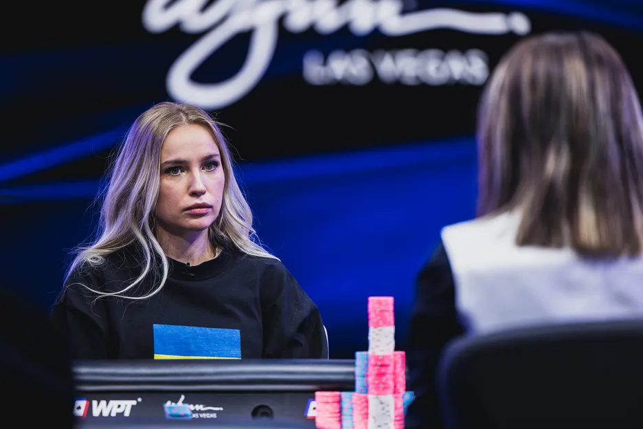 Olga Iermolcheva in one of her more serious moments at the poker table 