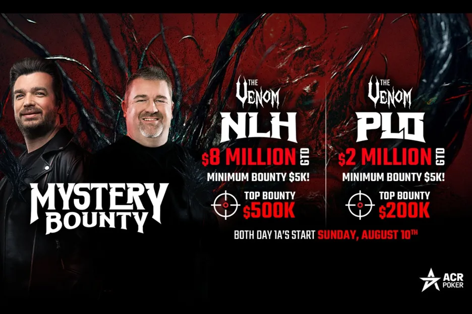 Both hold'em and Omaha tournaments share the same schedule, buy-in and minimum bounty prizes.