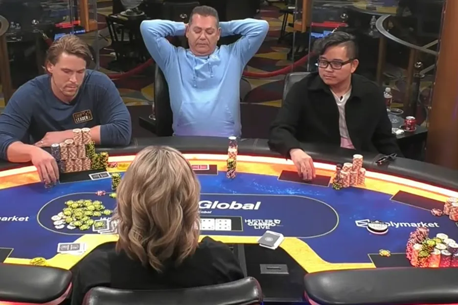 Airball's stack, bottom right, with the single chip he dropped as Francisco debated his decision.