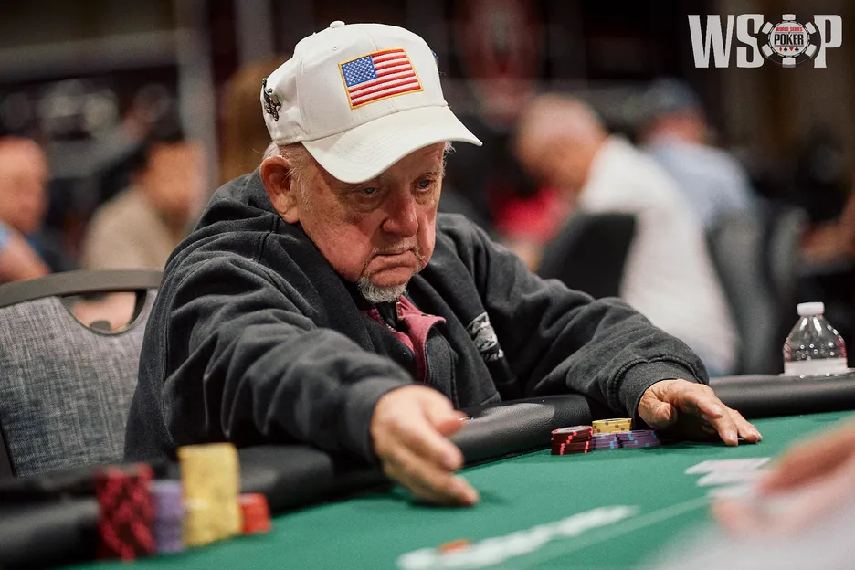 Perry Green recording his latest WSOP cash in the $1,500 Omaha Hi-Lo 8 or Better event.                          