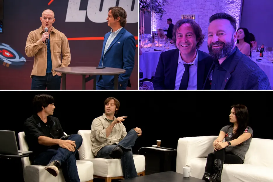 Preiss with Jason Koon, Daniel Negreanu, Colin Cooley, and Liv Boeree