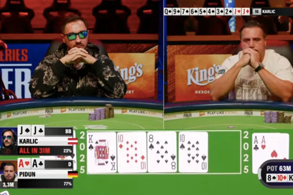 Pidun had to sweat the river before the pocket aces secured total victory. 