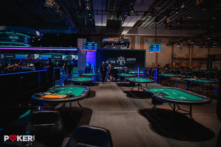 Empty tables on Day 7 of the WSOP