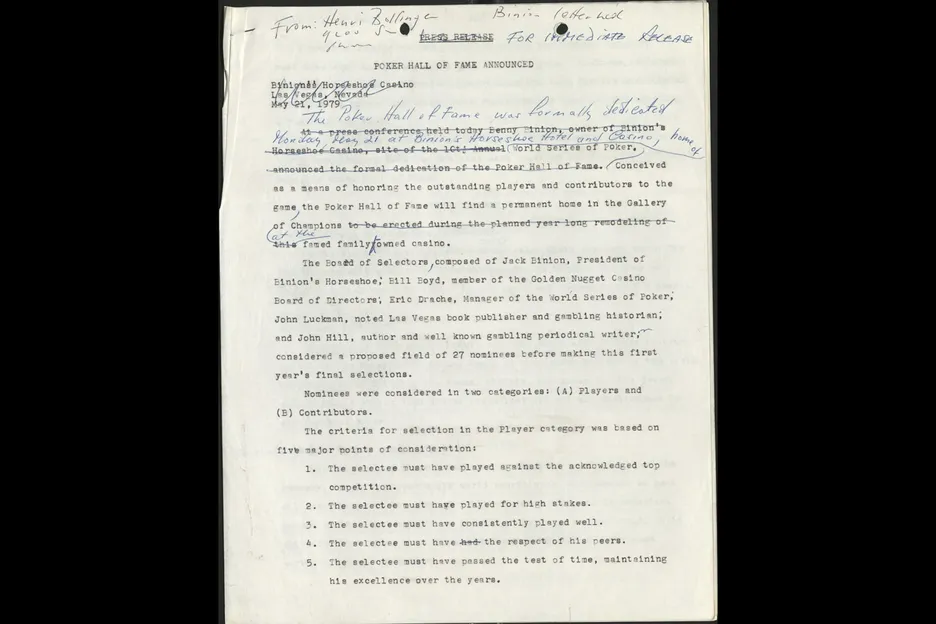 Criteria for selection has not changed much from an early draft seen here. 