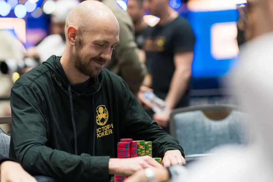 Stephen Chidwick wearing Octopi Poker hoodie