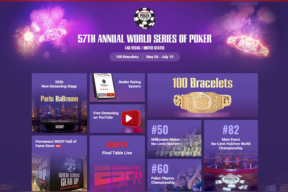 WSOP landing page

