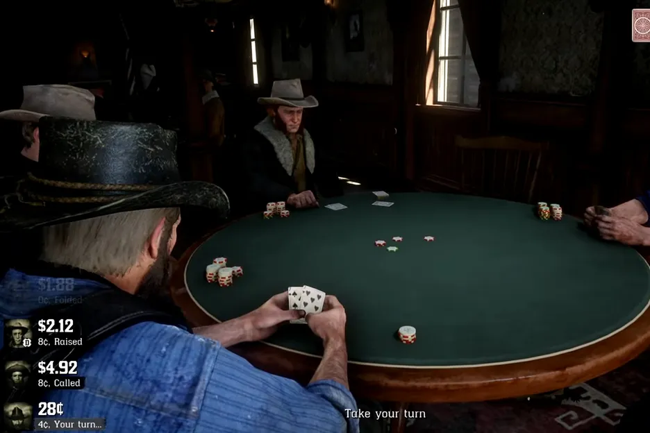 Poker mingame in Red Dead Redemption.