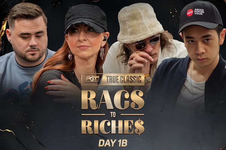 Moran jumped to the featured table on Day 1B of the Rags to Riches tournament. 