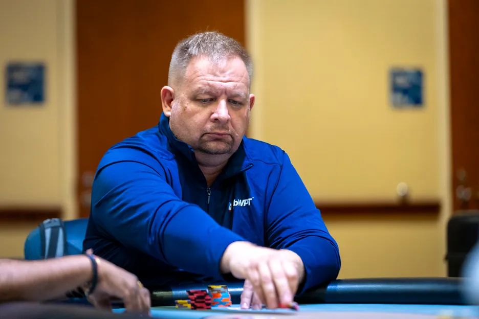 Michael Goldsworthy is trying to grind out his first WPT cash. 