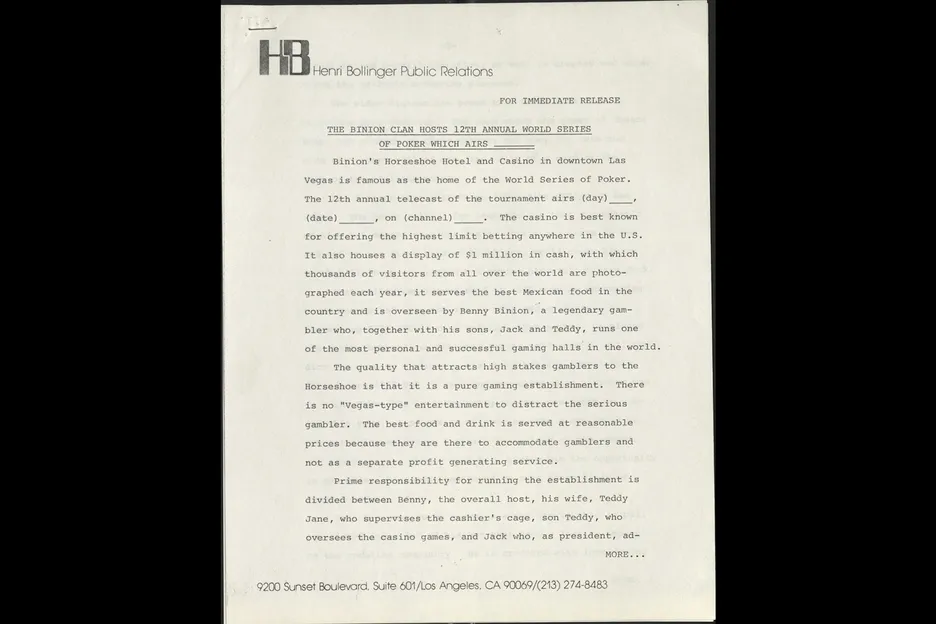 The press release promises "no 'Vegas-type' entertainment to distract the serious gambler."