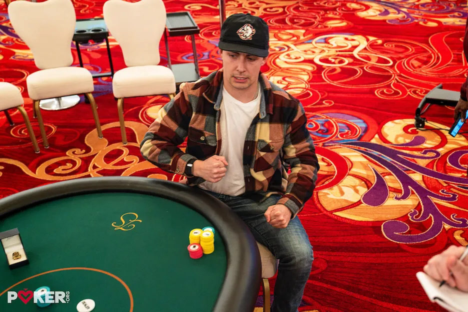 Grupp pumps his fist in his victorious moment.