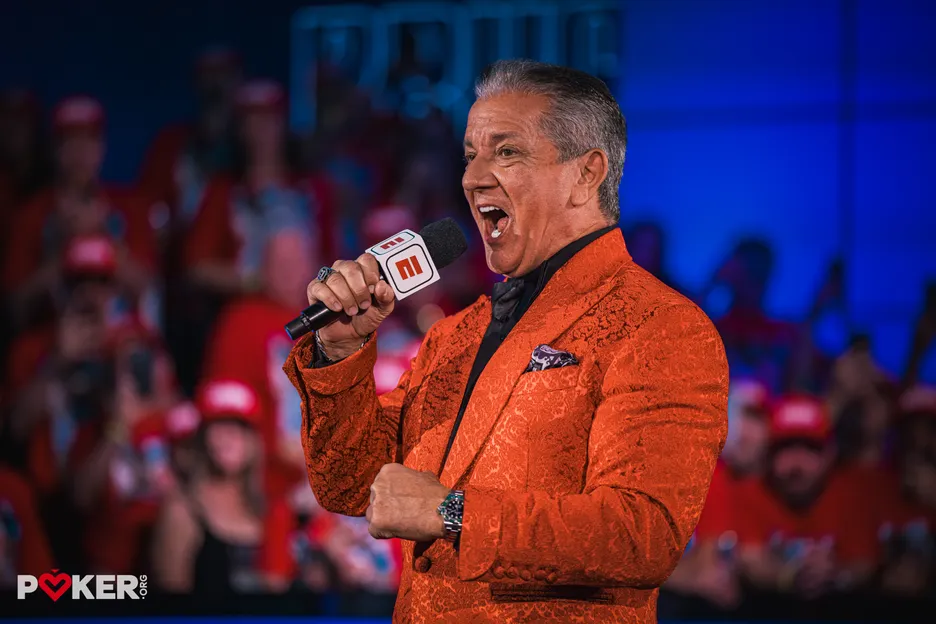 Bruce Buffer gets the 2026 WSOP Main Event final table underway. 