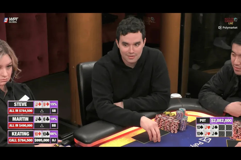 Alan Keating had only a couple cards to fade with over $2M in the middle. 