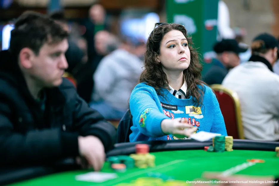 Caitlin Comeskey entertained off the tables and put on a great show on them, cashing but ultimately getting eliminated on Day 2.