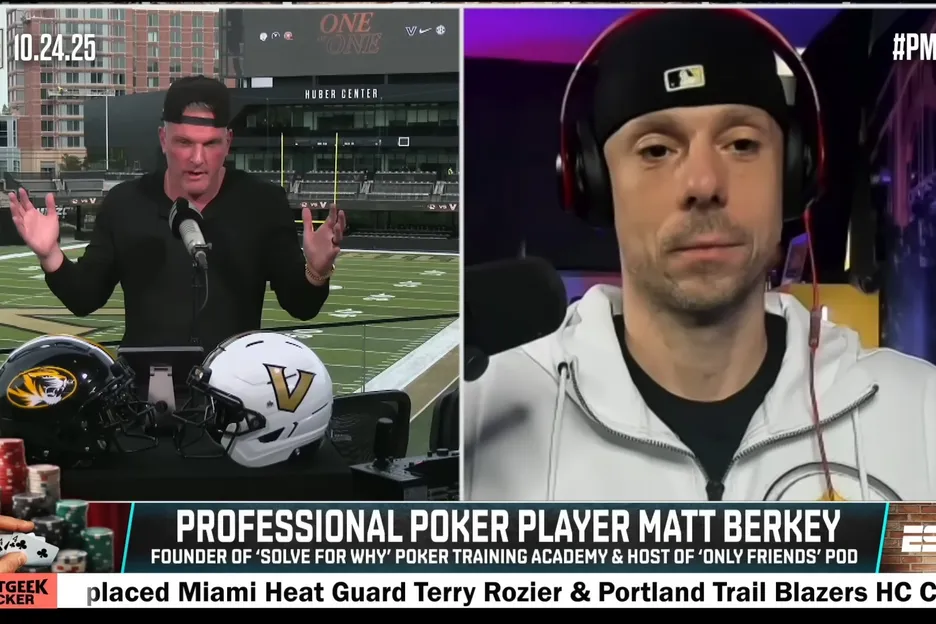 Matt Berkey on the Pat McAfee Show after news of the rigged poker games broke.