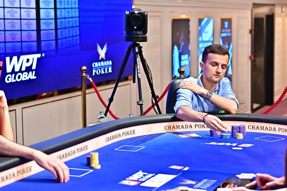Rafal Chmura held the chip lead when the official final table began. credit wpt/ Tomas Stacha