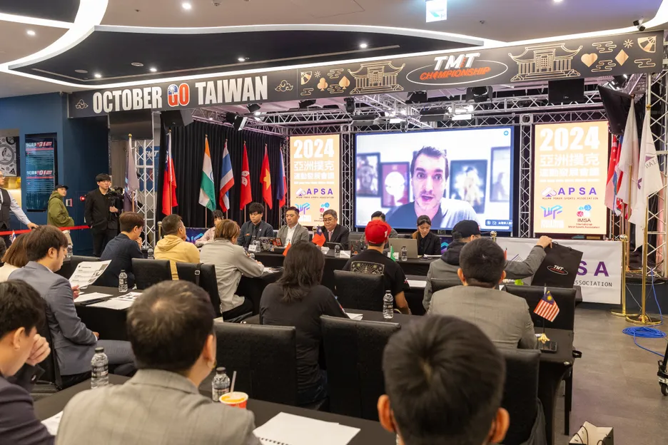 Leonardo Cavarge remotely addressing the Asia Poker Sports Alliance.