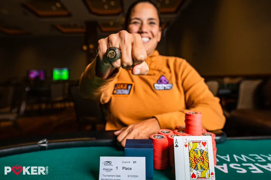 Angela Jordison won her second WSOPC ring in Council Bluffs in 2024. 
