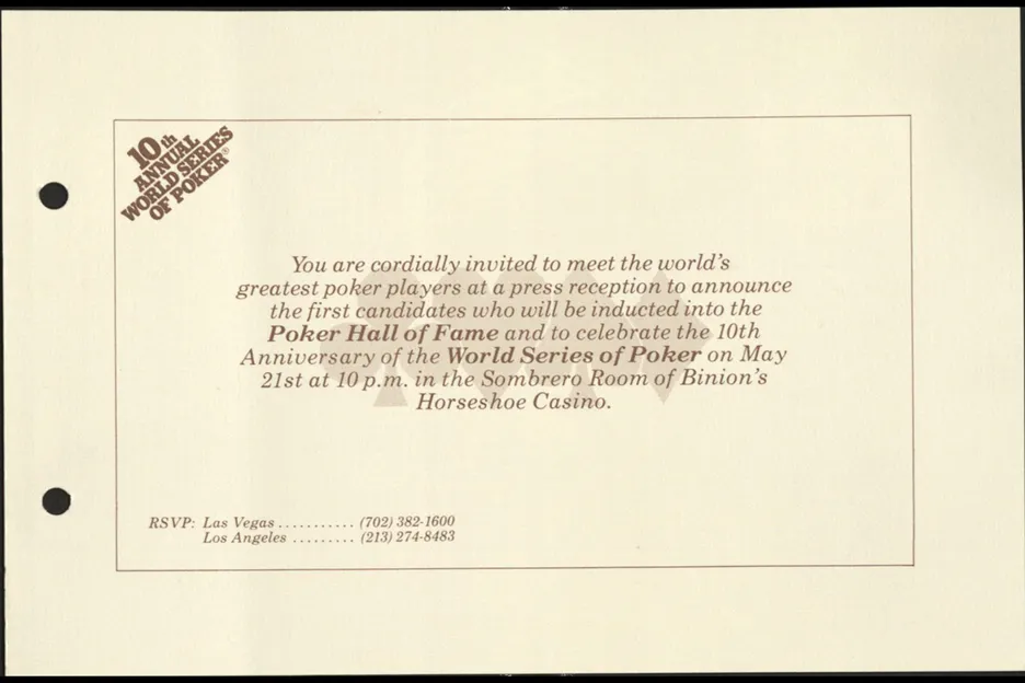 A press reception was held in the Sombrero Room at Binion's, an area now used for slots and a snack bar. 