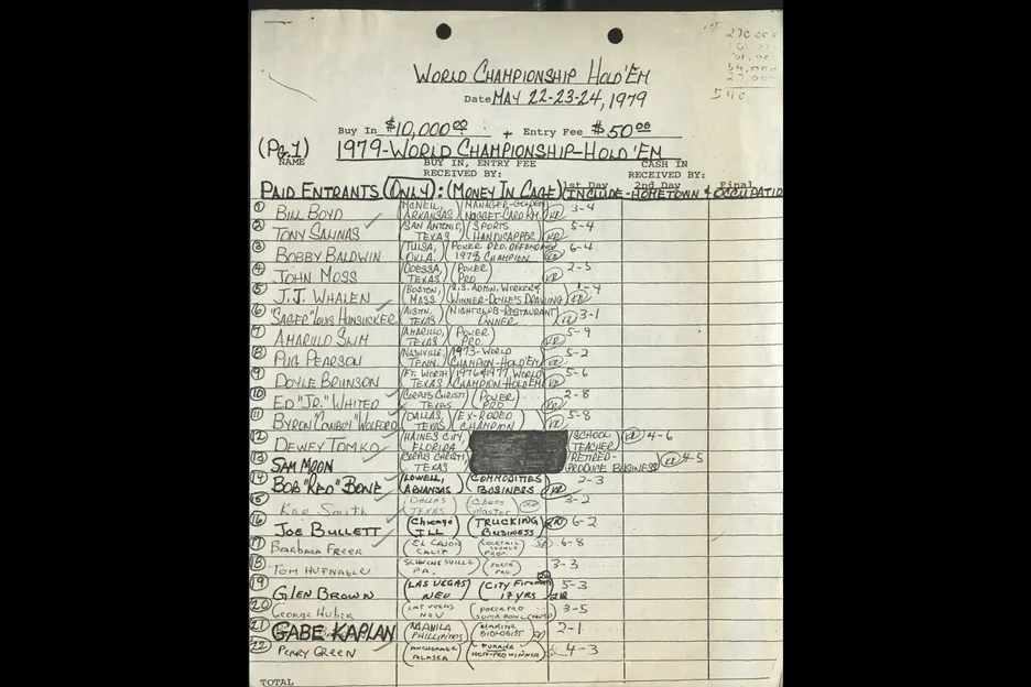 1979 Main Event seat draw