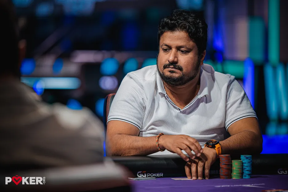 Santhosh Suvarna was perilously short-stacked for much of the final day.
