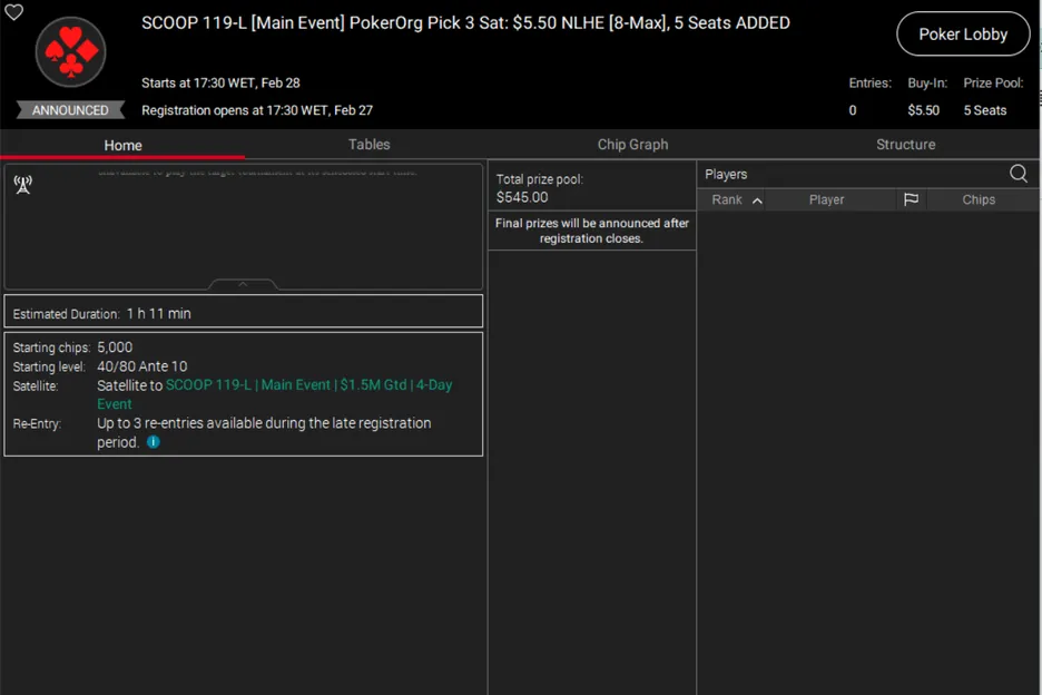 Registration for the first satellite opens at 5:30pm WET / 6:30pm CET / 12:30pm ET on February 27.
