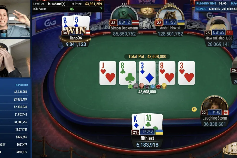 Phil Hellmuth can't look as Pavlo Yayokliev makes a king-high hero call at the wrong time. 