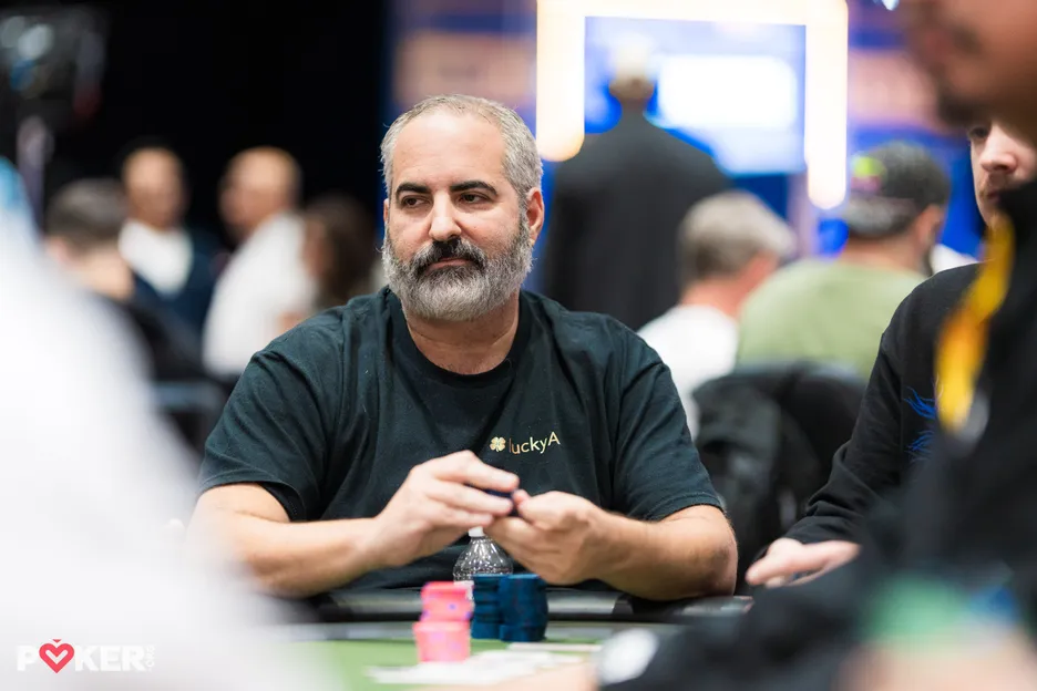 Matt Glantz with his Team Lucky t-shirt, which came in handy once or twice on Monday,