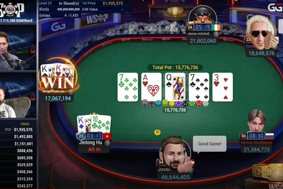 Jinlong Hu needed a lot of help to win this one, but couldn't pull it off. 