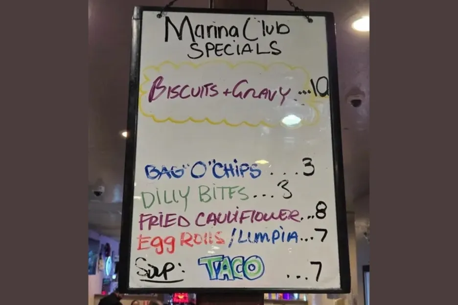 Or you can have dinner at the Marina Club?