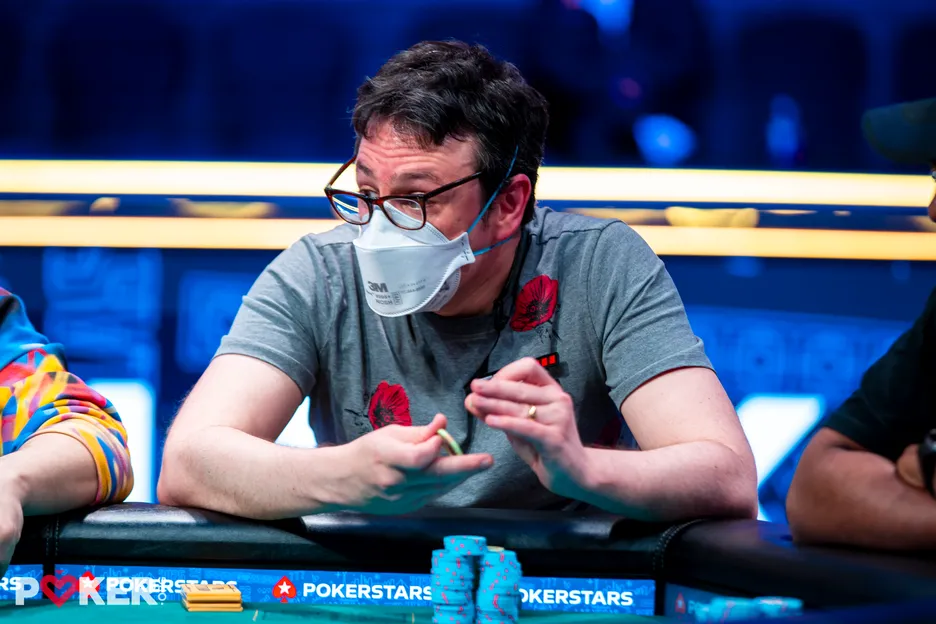 Isaac Haxton left one chip behind and tanked for six minutes before making the call for his tournament life.