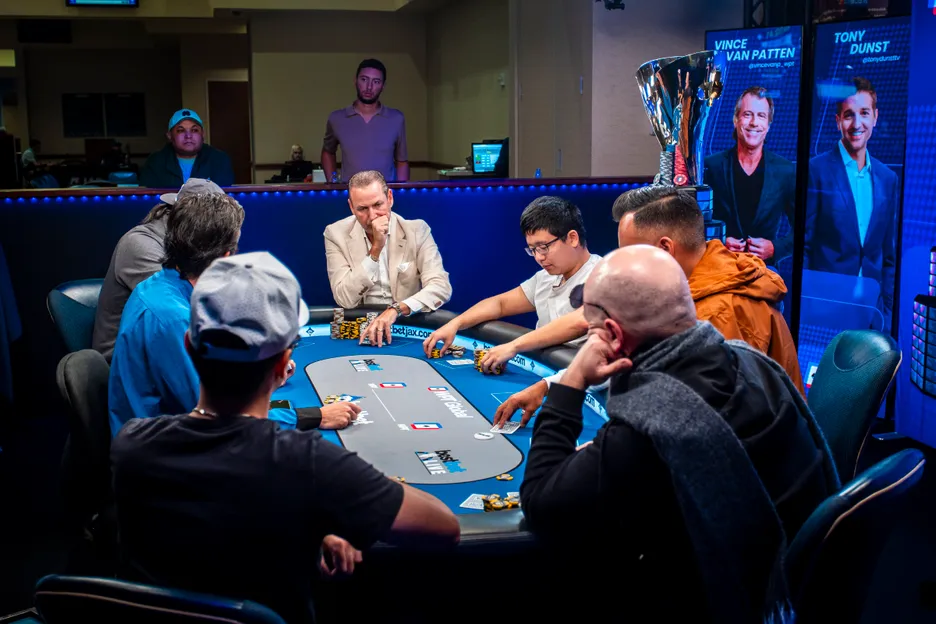 Eric Afriat started at the head of the final table with the chip lead. 