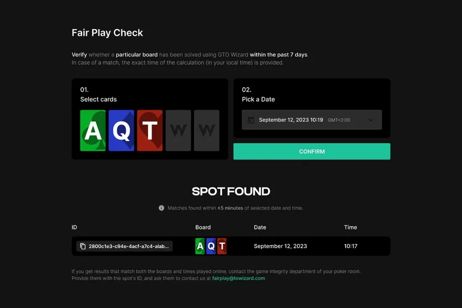 Fair Play Check from GTO Wizard helps combat online cheating