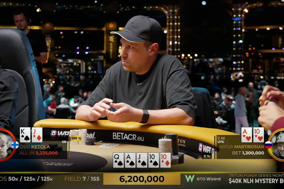 Artur Martirosian thought the river helped him, but he was turned dead by Ossi Ketola's royal flush.  