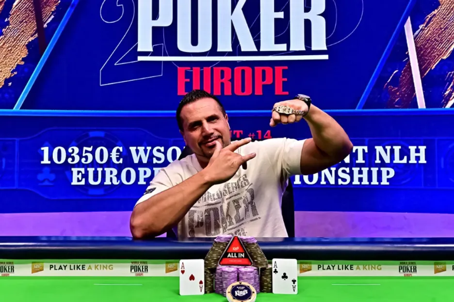 Daniel Pidun wins with pocket aces at the WSOPE Main Event. 