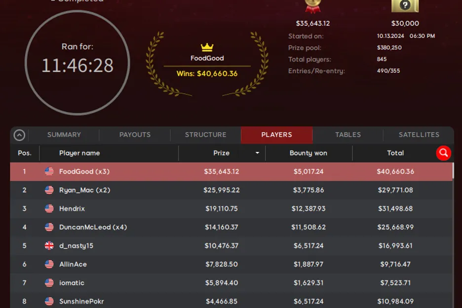 WSOP Online Domestic Ev 11 Morrell