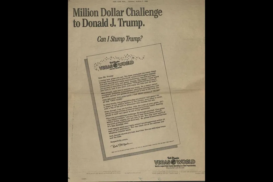 An original copy of the Million Dollar Challenge ad from the New York Post. 