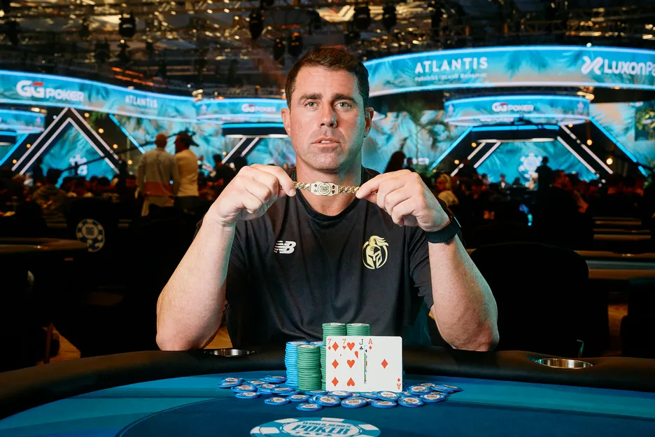 Charles Hook with his first WSOP bracelet from the $50K PLO High Roller.