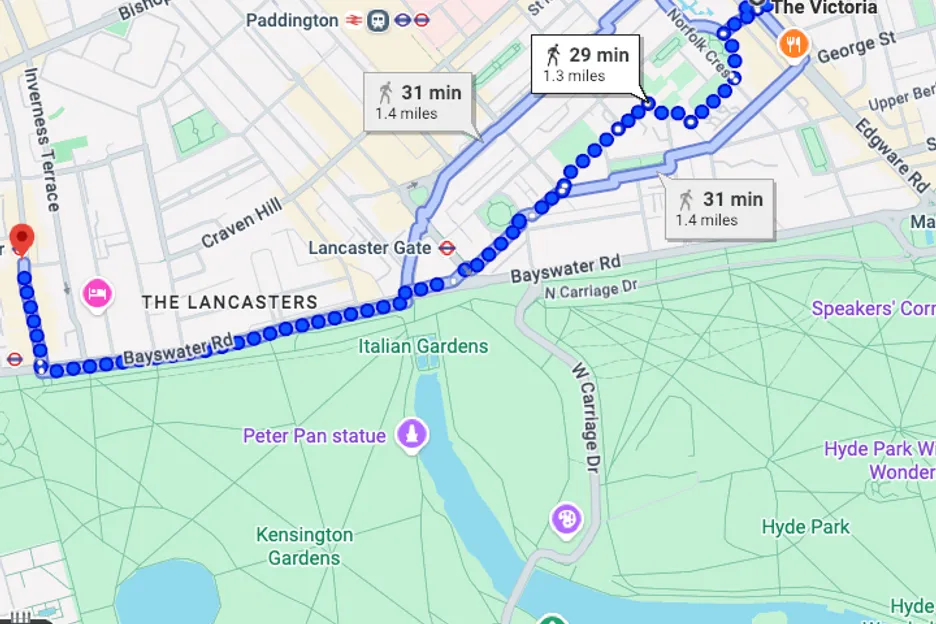 19-minute detour will take you to the Princess Diana Memorial Fountain