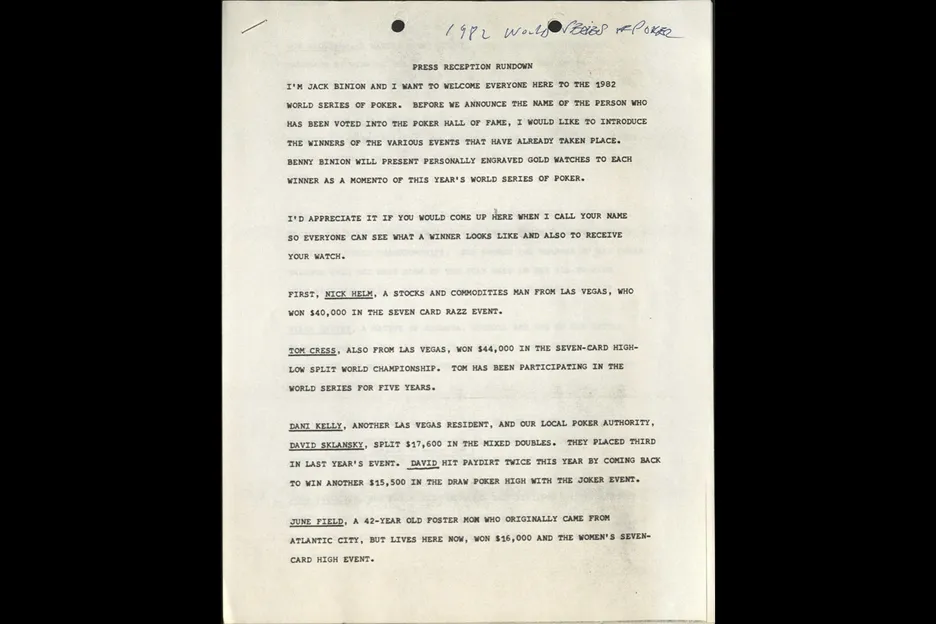 A speech from the press reception where winners were honored with engraved gold watches. 