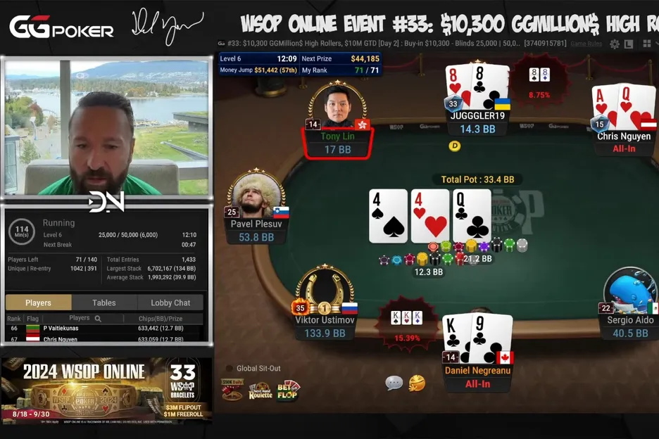 Down and out: This was not the flop that Negreanu was looking for 