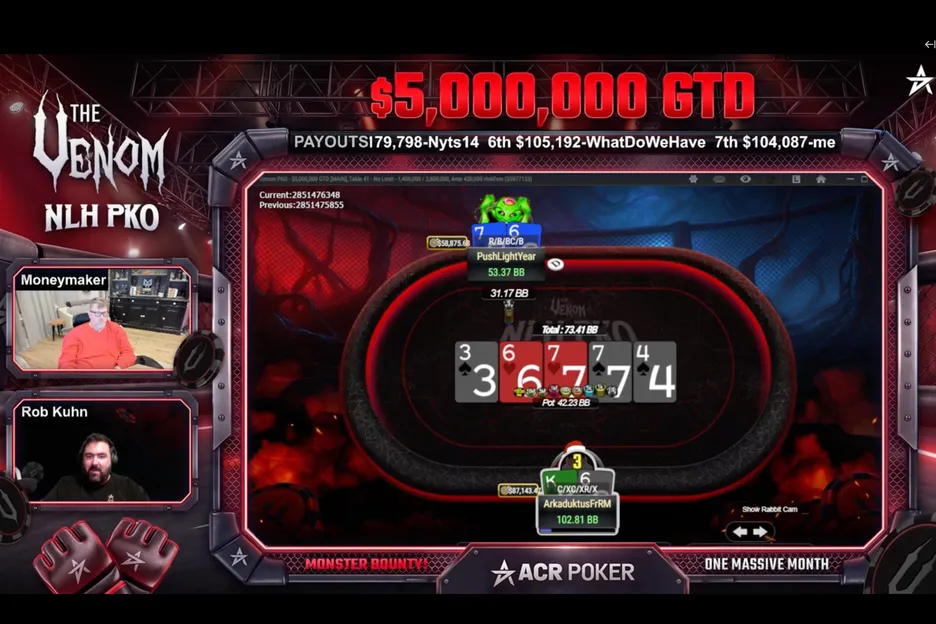 'PushLightYear' took the heads-up chip lead in this key hand. 
