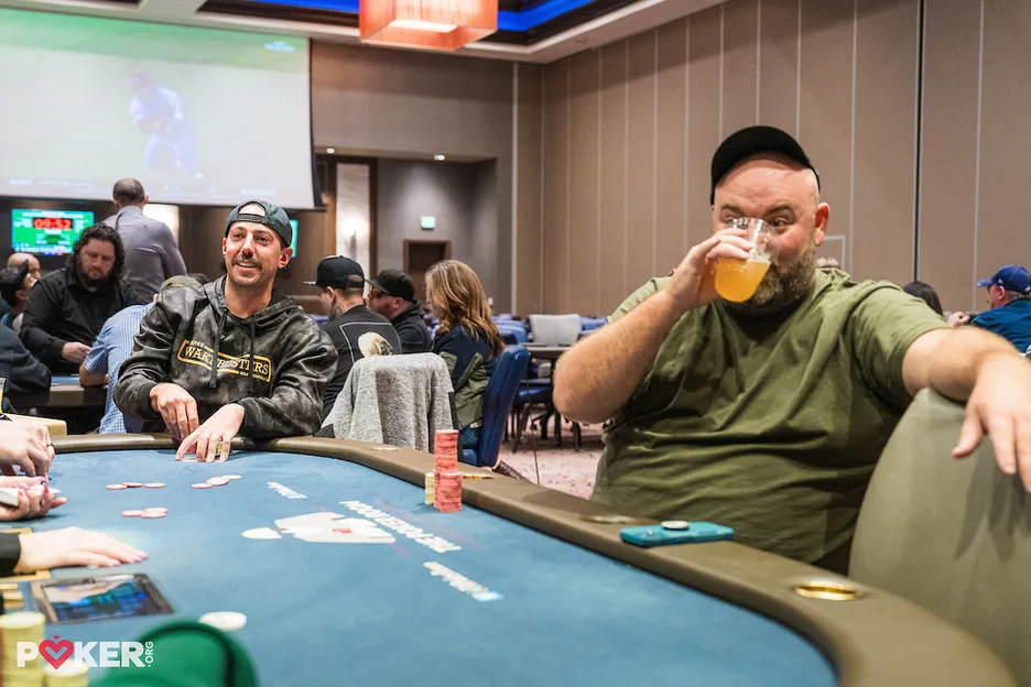Best of friends having some beers and playing poker