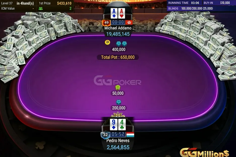 Addamo's latest GGMillion$ win came against Portugal's Pedro Neves.