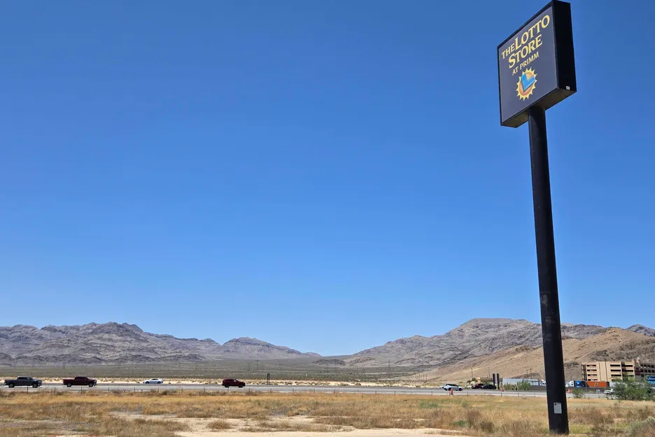 Primm's Lotto Store sits on the edge of nowhere. 