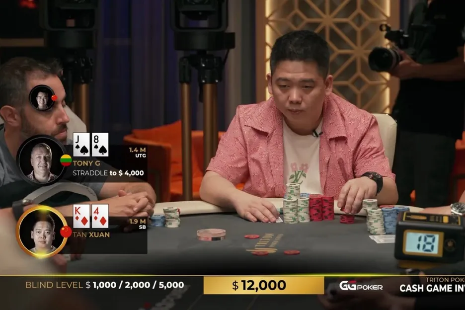 Tony G straddling in the recent Triton Poker Cash Game Invitational