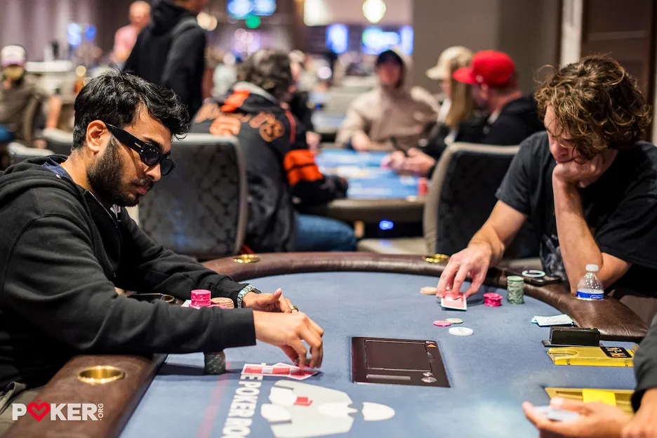 Manjunath Mulinti heads-up with Jesse Stephens.