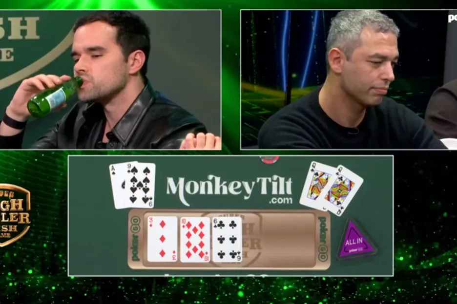 Keating took a long sip after he ran into pocket queens. 