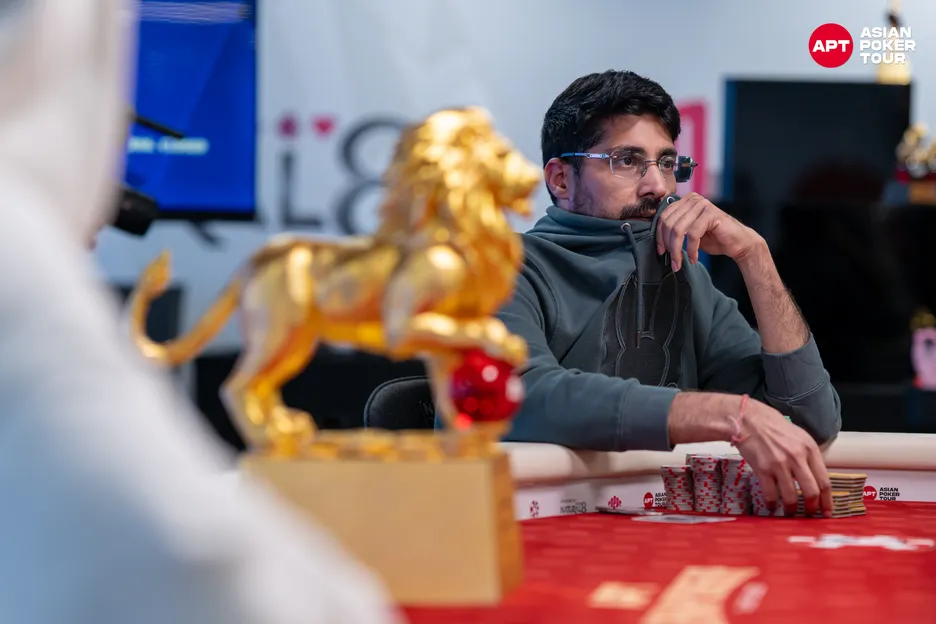 Sharma and his soon-to-be trophy, the golden Lion.