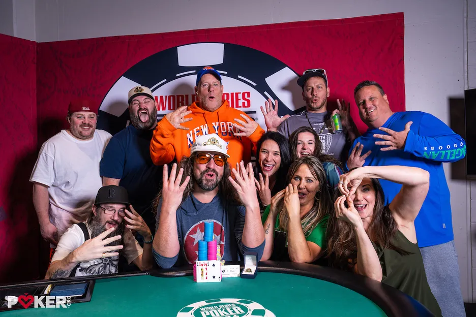 Preston McEwen celebrates with his rail